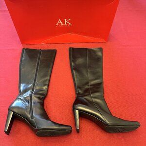 Women's Anne Klein Mantra AK Black Leather Knee High Boots Size 9